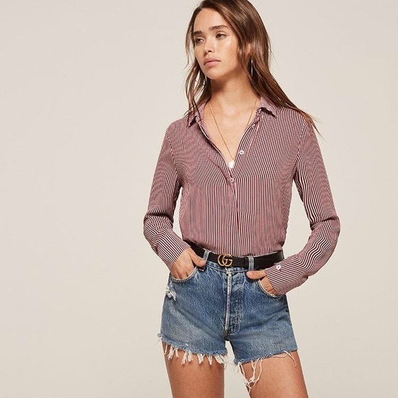 Reformation Tops - Reformation Medium red and white striped top